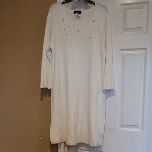 Liz Claiborne Cream Long Sleeve Sweater Dress
